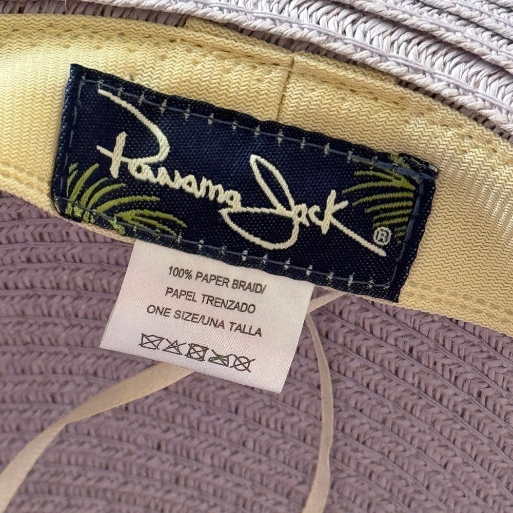 Lavender Panama Jack wide brim sun hat paper straw adjustable purple lilac - Picture 4 of 7